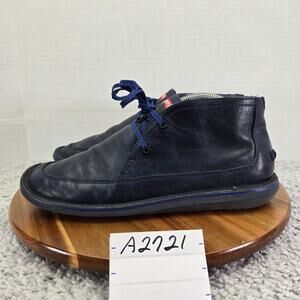 Camper Beetle Blue Leather Lace Up Casual Lifestyle Chukka Ankle Boots Mens 41
